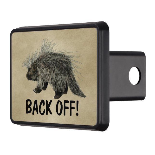 Prickly Porky - Back Off! Trailer Hitch Cover (Left)