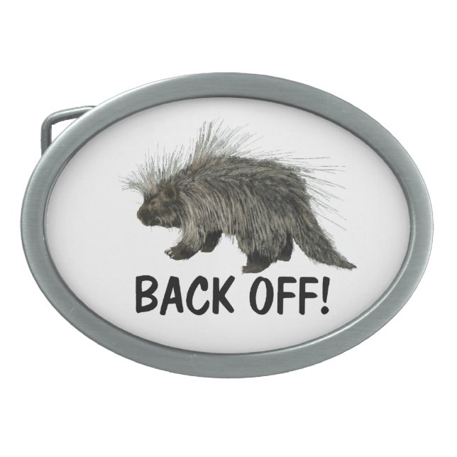 Prickly Porky Oval Belt Buckle (Front)