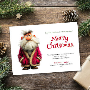 Prickly Santa funny editable Christmas greeting  Holiday Card