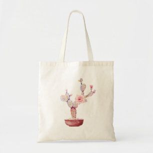 Prickly Watercolor Cactus Plant Tote Bag