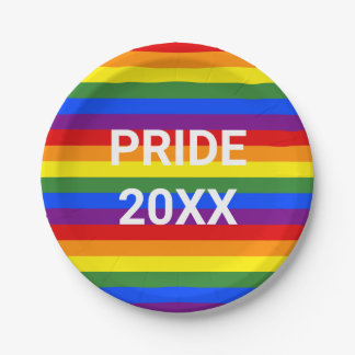 PRIDE 2023 Rainbow Stripe Pattern Party Paper Plates