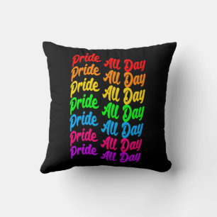 Pride All Day Rainbow Colors LGBTQ+ Throw Pillow