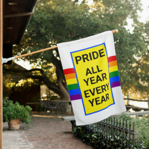 Pride All Year Classic Rainbow LGBT LGBTQ House Flag