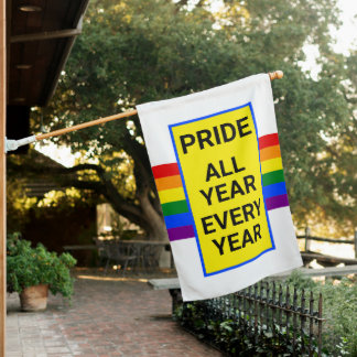 Pride All Year Classic Rainbow LGBT LGBTQ House Flag