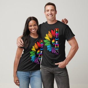 Pride allyship HUMAN Sunflower LGBT Flag Gay Pride T-Shirt