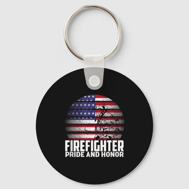 Pride And Honor Fireman Gift Proud Firefighter Quo Keychain (Front)