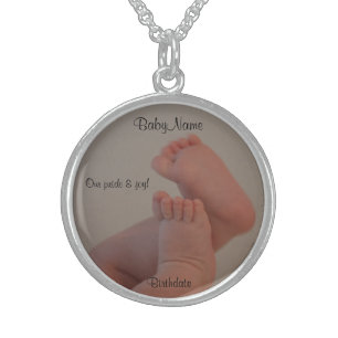 Pride and Joy Name Baby Toes PHOTO Sterling Silver Necklace