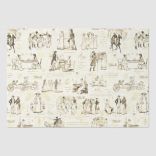 Pride and Prejudice Beige Toile Quotes Tissue Paper