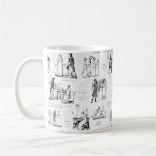Pride and Prejudice Black White Toile Quotes Coffee Mug