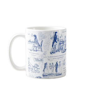 Pride and Prejudice Blue Toile Quotes Coffee Mug