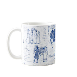 Pride and Prejudice Blue Toile Quotes Coffee Mug