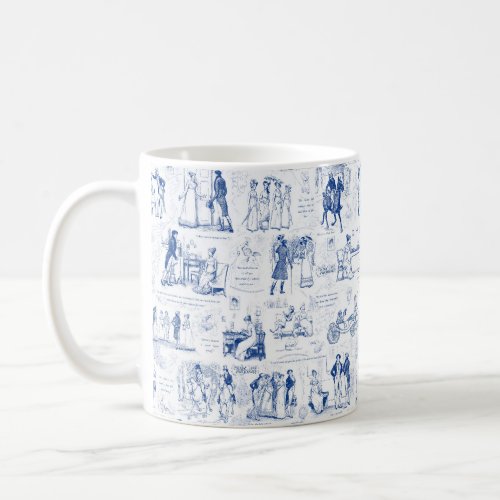 Pride and Prejudice Blue Toile Quotes Coffee Mug