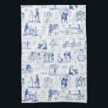 Pride and Prejudice Blue Toile Quotes Illustration Kitchen Towel<br><div class="desc">Illustrations from 1894 edition of Pride and Prejudice by Jane Austen with memorable quotes in monochrome black and white toile style,  for the lovers of the book,  Mr. Darcy and Regency era romance.</div>