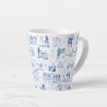 Pride and Prejudice Blue Toile Quotes Latte Mug