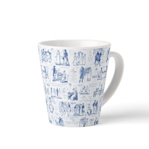 Pride and Prejudice Blue Toile Quotes Latte Mug