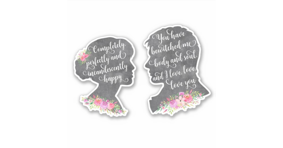 Pride and Prejudice Book Quote Mr Darcy Elizabeth Sticker | Zazzle.com