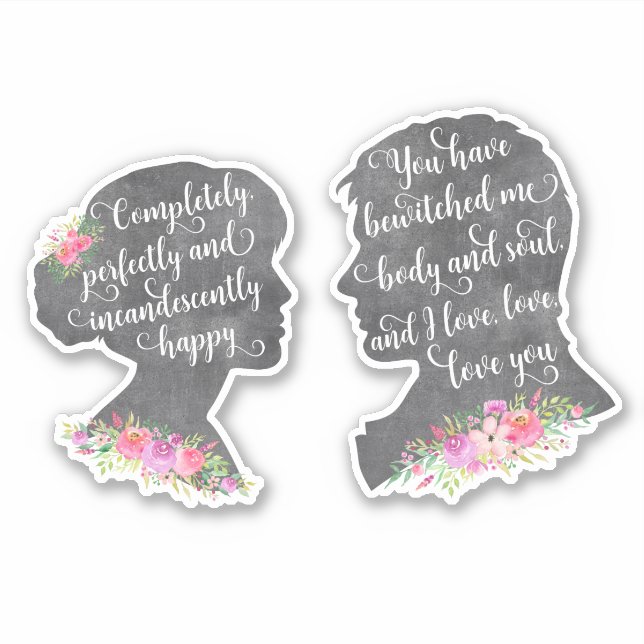 Pride and Prejudice Book Quote Mr Darcy Elizabeth Sticker (Front)