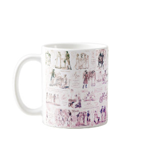 Pride and Prejudice Burgundy Toile Quotes Coffee Mug