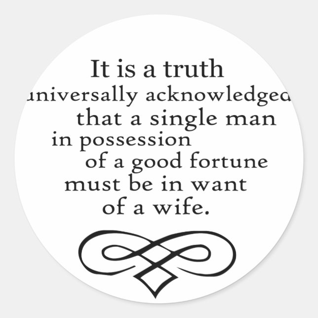 Pride and Prejudice Classic Round Sticker (Front)