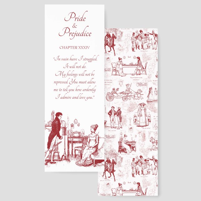 Pride and Prejudice Darcy's First Proposal Red Bookmarks (Front & Back)