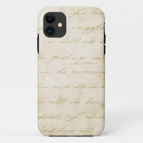 Pride and prejudice handwriting archival iPhone 11 case