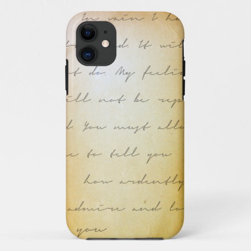 Pride and prejudice handwriting archival iPhone 11 case