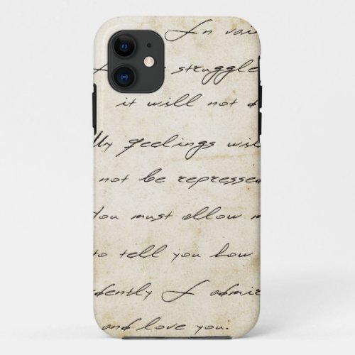 Pride and prejudice handwriting archival iPhone 11 case