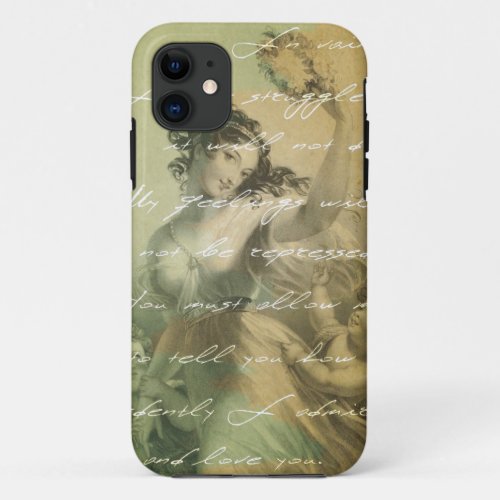 Pride and prejudice handwriting victorian iPhone 11 case