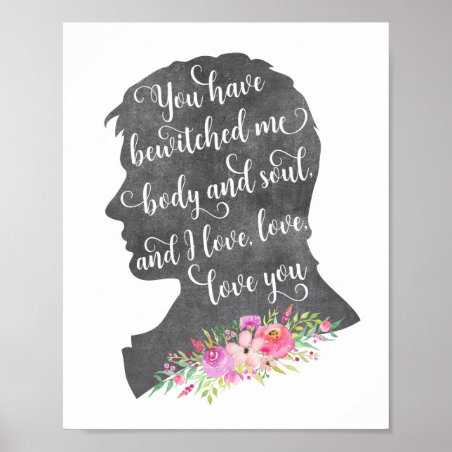 Pride and Prejudice Mr Darcy Book Quote Print (Front)