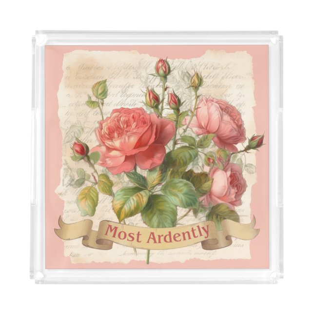 Pride and Prejudice Mr Darcy quote, Most Ardently Acrylic Tray (Front)