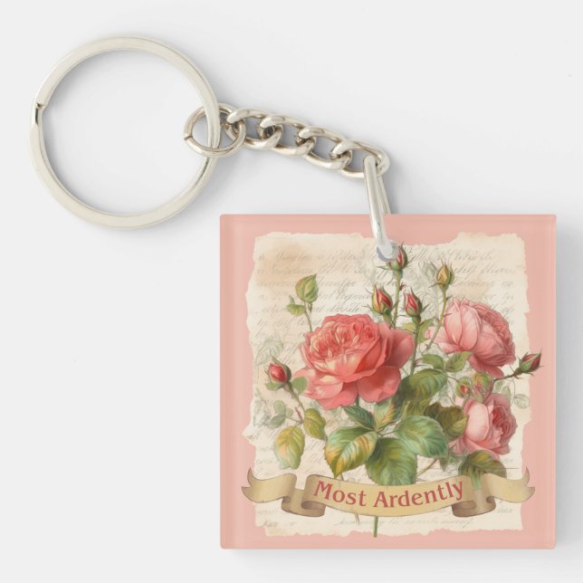 Pride and Prejudice Mr Darcy quote, Most Ardently Keychain (Front)