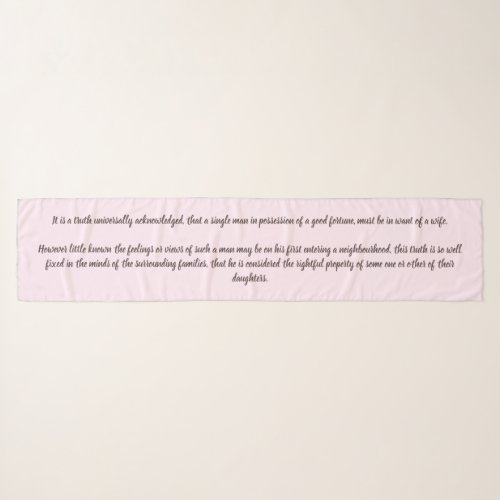 Pride and Prejudice opening lines Scarf