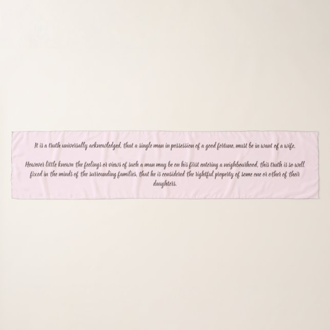 Pride and Prejudice opening lines Scarf (Front (Horizontal))