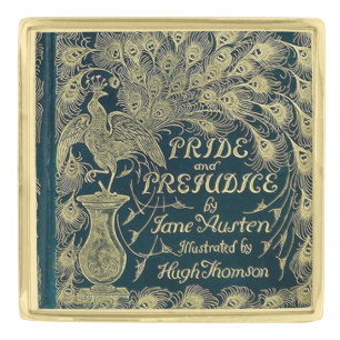 Pride and Prejudice peacock cover Gold Finish Lapel Pin