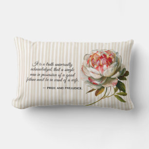 Pride and Prejudice pretty floral striped Lumbar Pillow