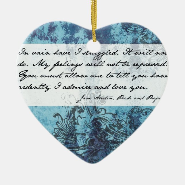 Pride and Prejudice Quote Ceramic Ornament (Front)