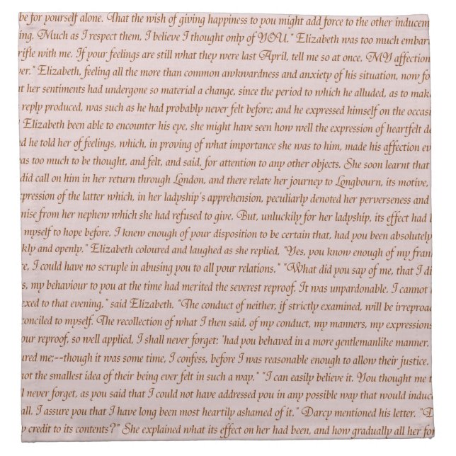 Pride and Prejudice Quote Cloth Napkin (Front)