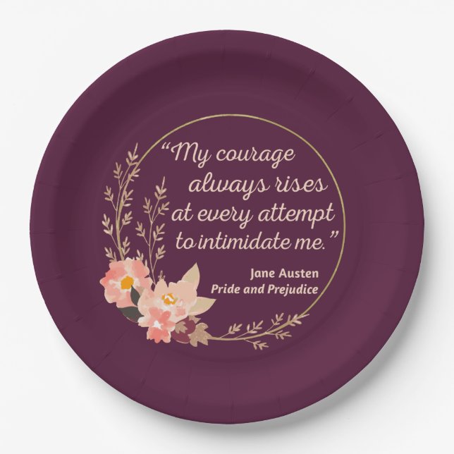 Pride and Prejudice Quote I - Cute Style Paper Plates (Front)
