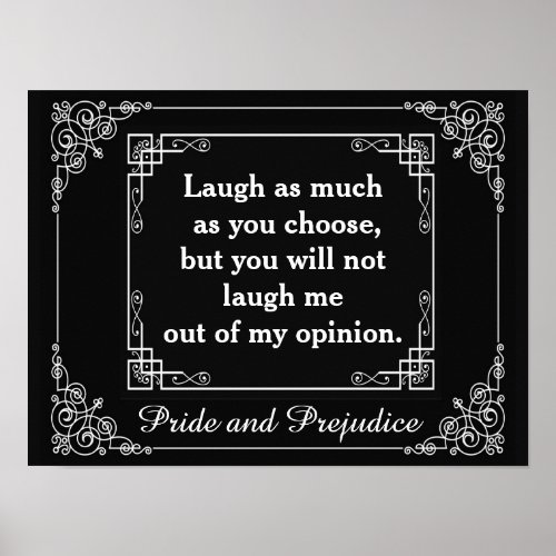 Pride and Prejudice Quote Jane Austen Matte Poster