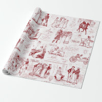 Pride and Prejudice Red Toile Quotes Illustration