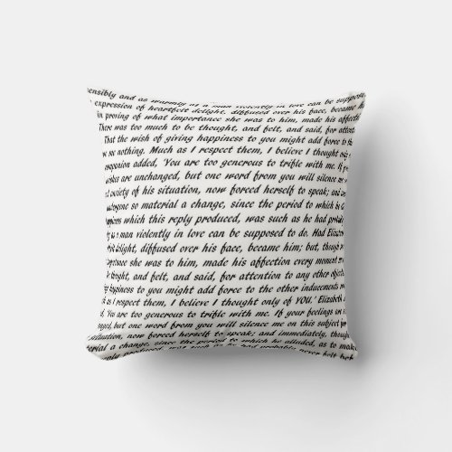 Pride and Prejudice Text Double_Sided Throw Pillow