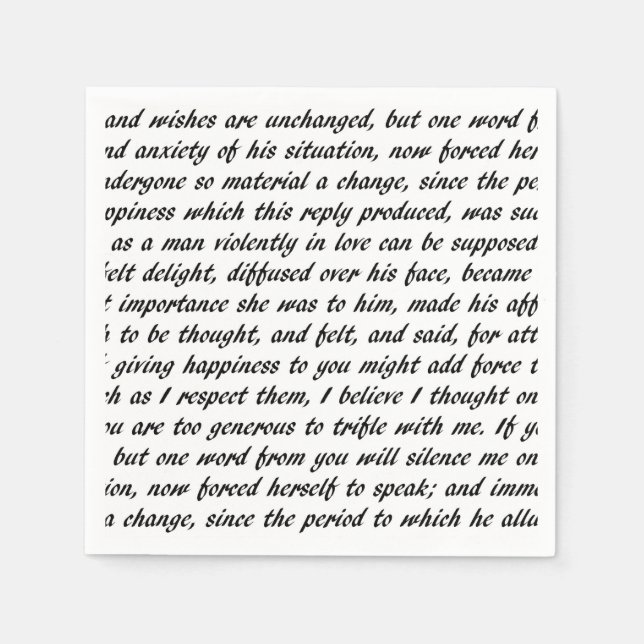 Pride and Prejudice Text Napkins (Front)