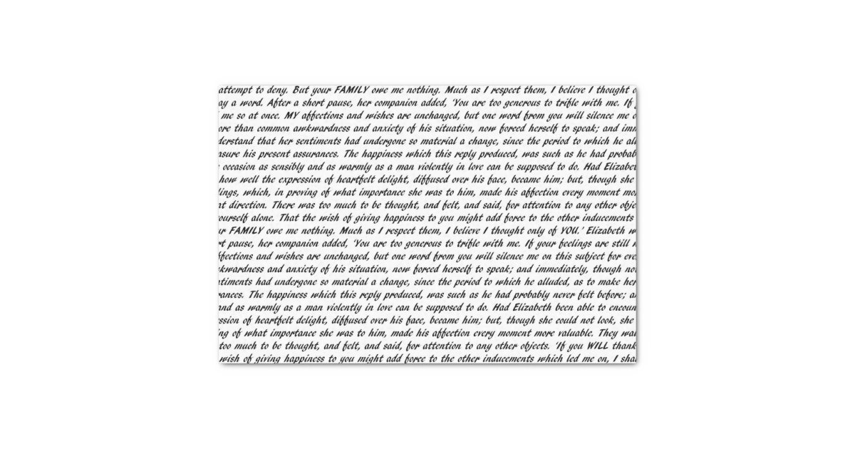 Pride and Prejudice Text Tissue Paper Zazzle