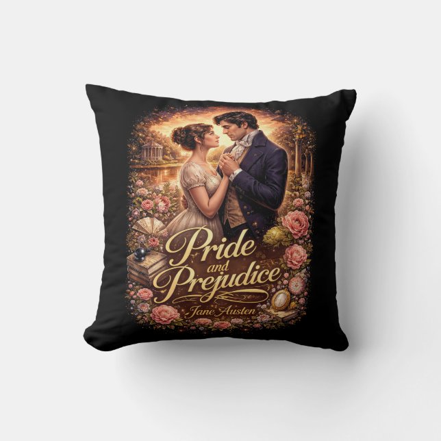 Pride and Prejudice Throw Pillow (Front)