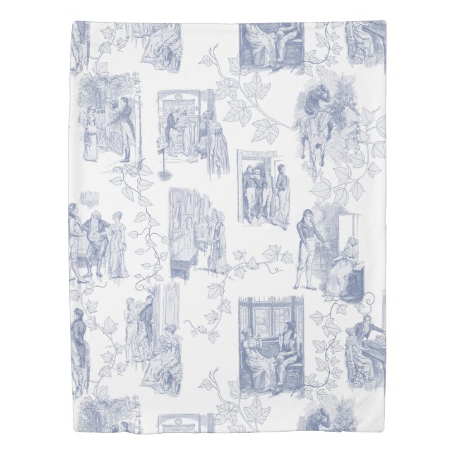 Pride and Prejudice Toile de Jouy Duvet Cover (Front)
