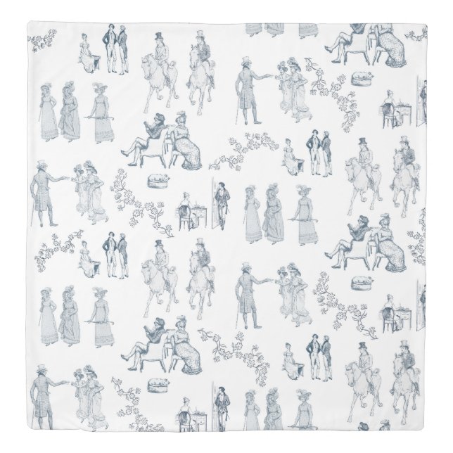 Pride and Prejudice Toile de Jouy Duvet Cover (Front)