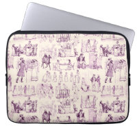 Pride and Prejudice Toile de Jouy Plum and Apricot
