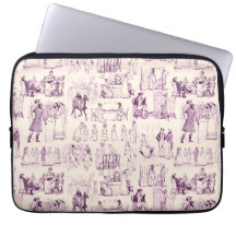 Pride and Prejudice Toile de Jouy Plum and Apricot