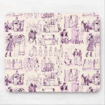 Pride and Prejudice Toile de Jouy Plum and Apricot