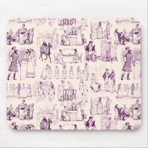Pride and Prejudice Toile de Jouy Plum and Apricot Mouse Pad
